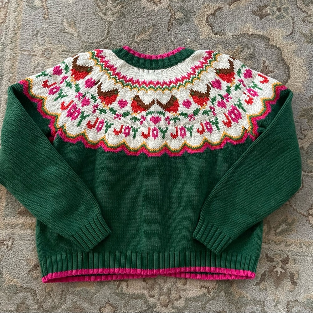 ❌SOLD❌Lands' End Women's Lofty Birdseye Fair Isle Cardigan Sweater Size Large - Picture 4 of 8